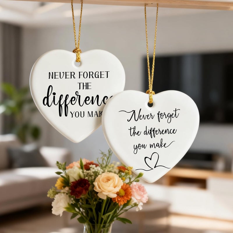 Jocidea Never Forget the Difference You Make - Thank You Gifts, Appreciation Gift, Midwife Gift, Farewell, Going Away, Goodbye, Inspirational, Retirement Gifts for Coworkers | Ceramic Heart Christmas Ornament - Image 4